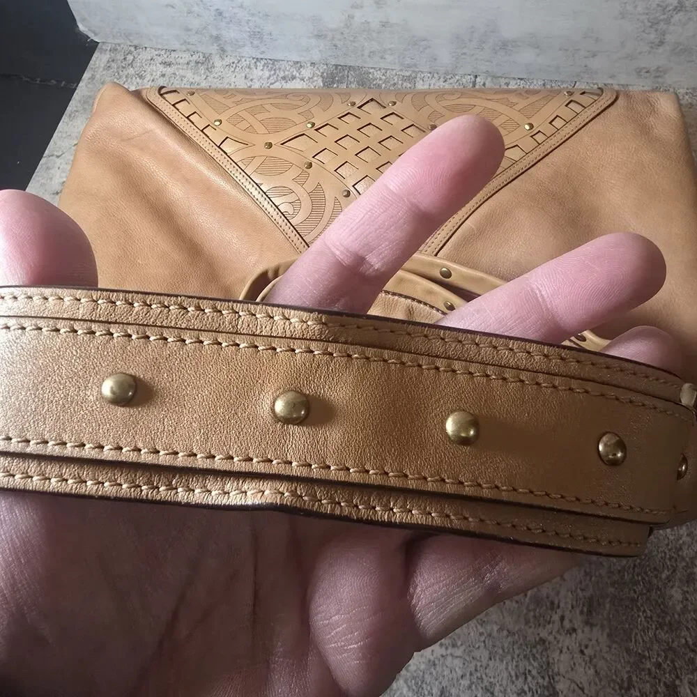 COLE HANN BROWN LEATHER HOBO BAG HANDBAG ◇ 17